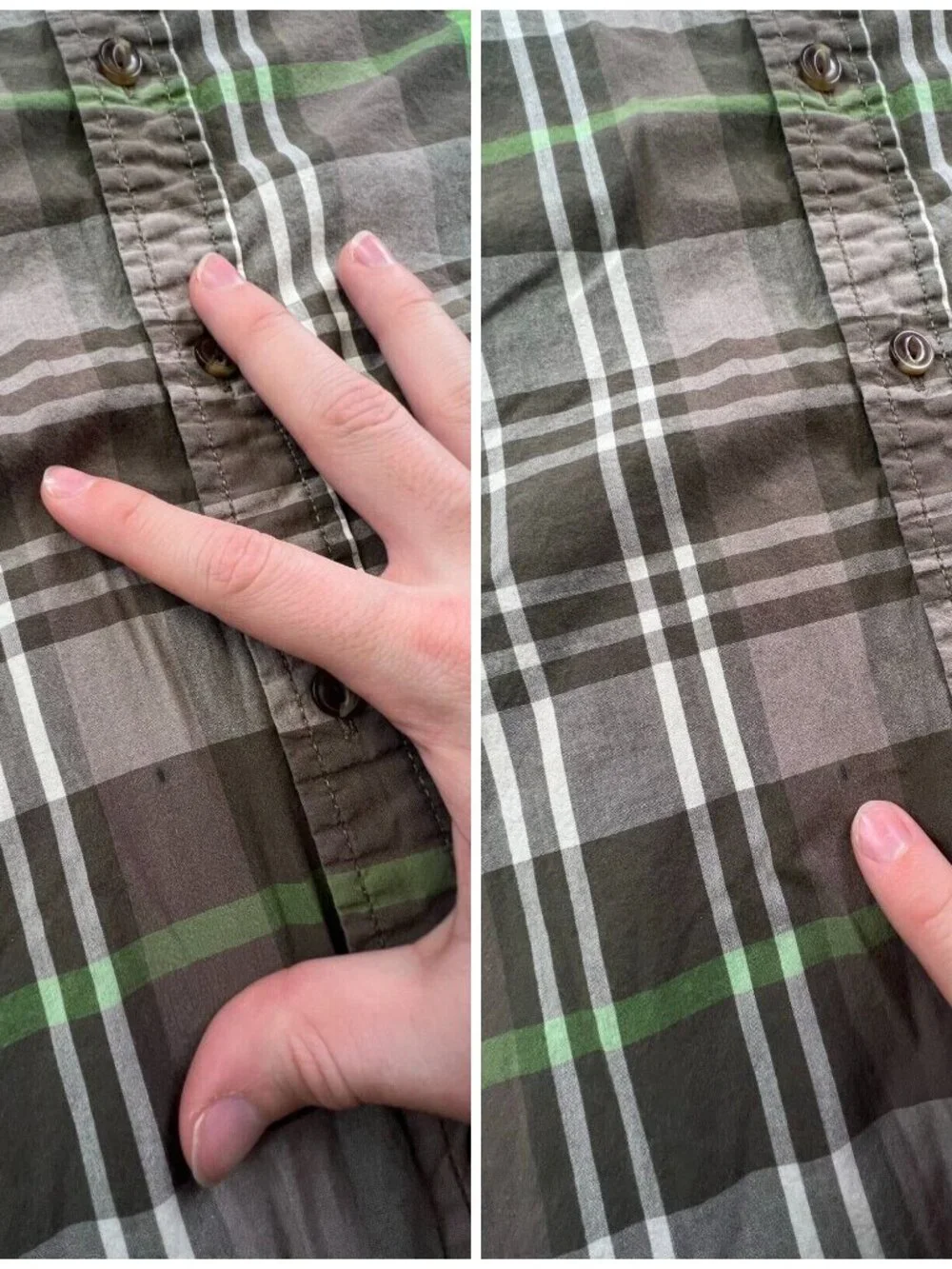 The North Face Button Up Shirt Men’s Small Gray Green Plaid Casual Short Sleeve